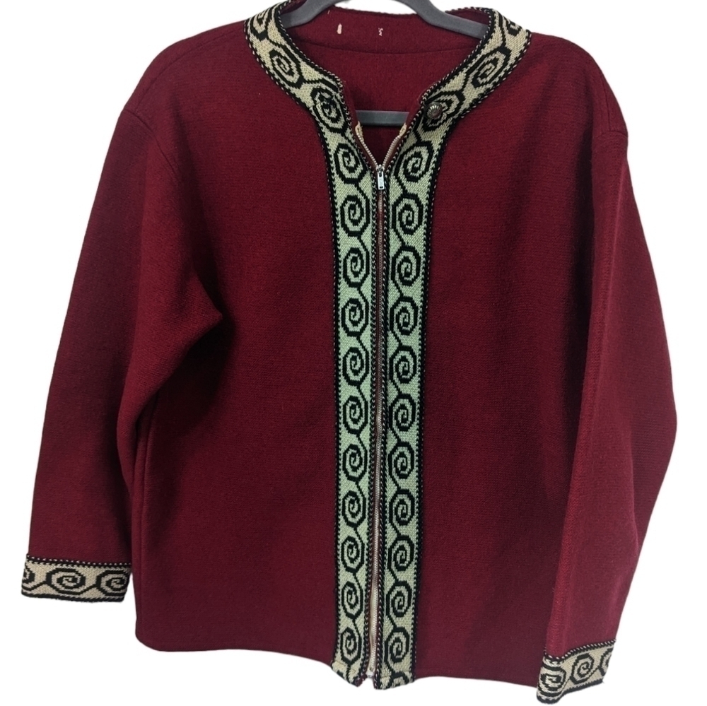 Vintage Nordic Zip Front 40s/50s Era Cardigan Sz L